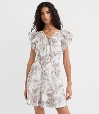 Petite Floral Toile Flutter Mini Pocket Dress