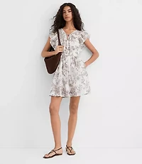 Petite Floral Toile Flutter Mini Pocket Dress