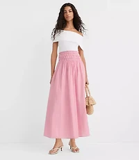 Striped Smocked Midi Skirt