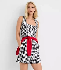 Petite Gingham Cutaway Pocket Vest