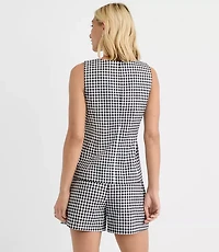 Petite Gingham Cutaway Pocket Vest