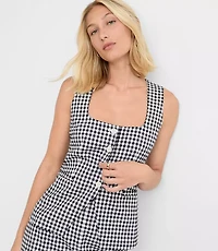Petite Gingham Cutaway Pocket Vest