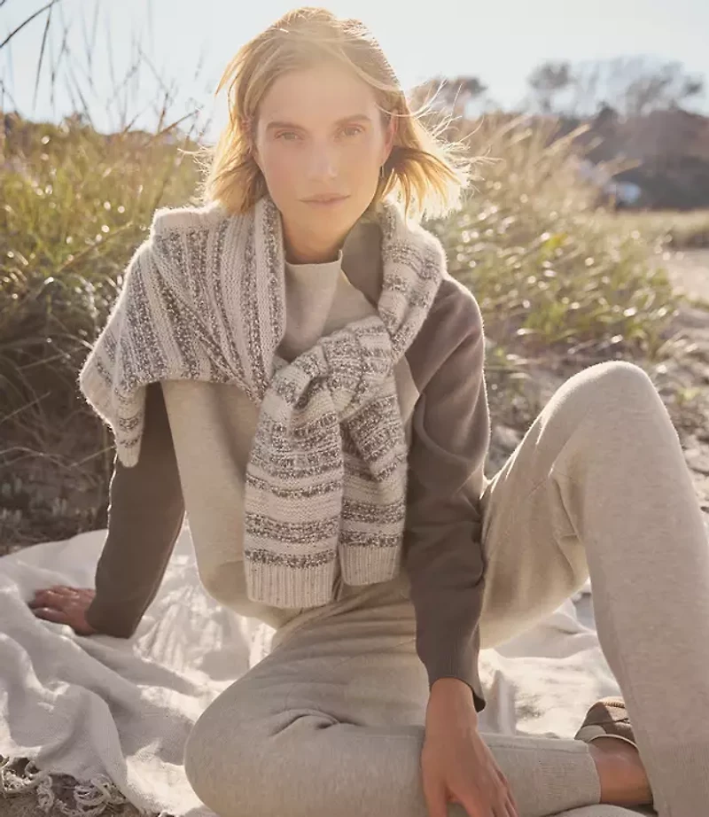 HWW CASHMERE NOVELTY STRIPE CREW