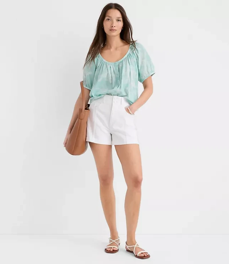 Petite Floral Toile Puff Sleeve Blouse