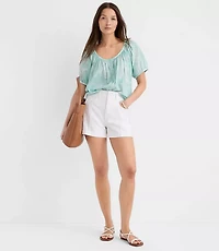 Petite Floral Toile Puff Sleeve Blouse