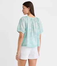 Petite Floral Toile Puff Sleeve Blouse