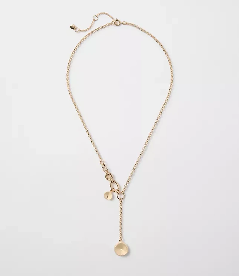 Coin Drop Chain Link Necklace