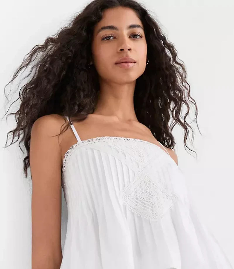 Petite Lace Pintucked Cami