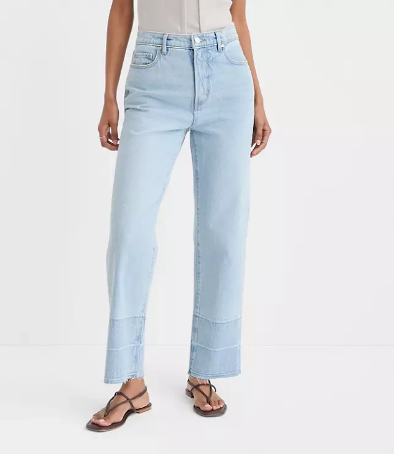 Rivete Petite Unpicked High Rise Straight Jeans Wave Wash