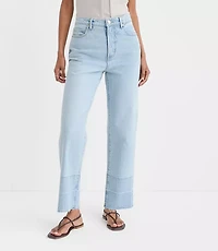Rivete Petite Unpicked High Rise Straight Jeans Wave Wash