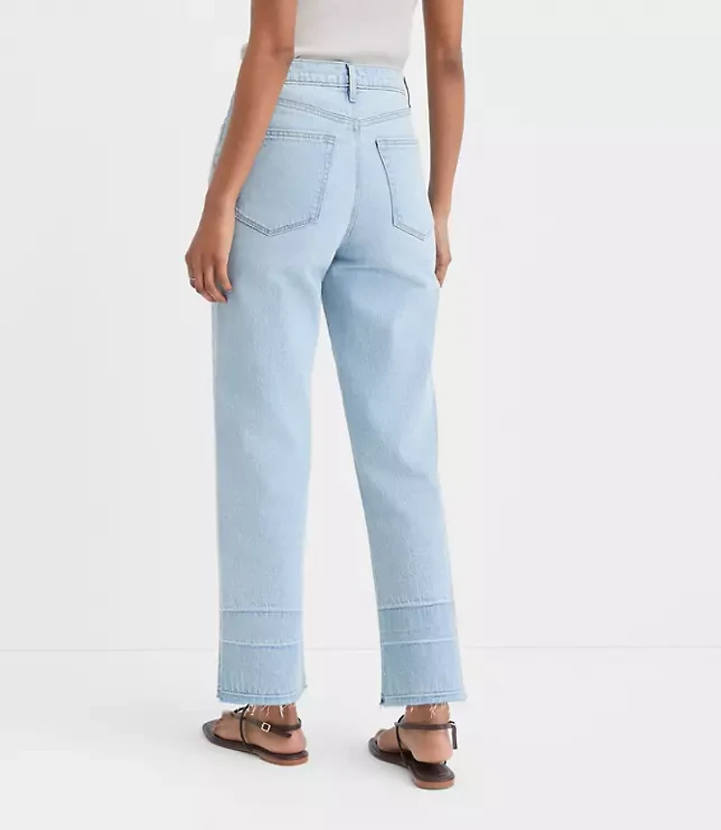 Rivete Petite Unpicked High Rise Straight Jeans Wave Wash