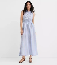 Petite Striped Halter Midi Pocket Shirtdress