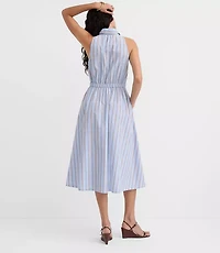 Petite Striped Halter Midi Pocket Shirtdress