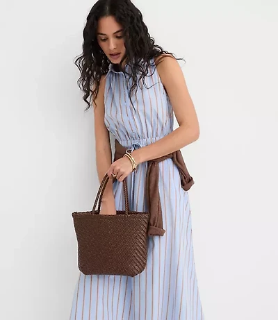 Petite Striped Halter Midi Pocket Shirtdress