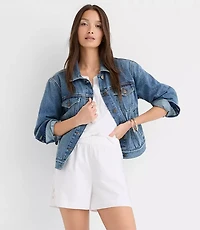 Pull On Shorts Scalloped Poplin