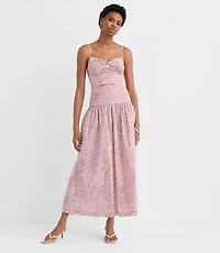 Floral Ruched Poplin Midi Skirt