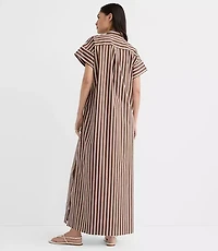 Tall Striped Poplin Maxi Pocket Shirtdress