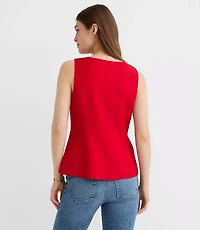 Petite Linen Blend Cutaway Pocket Vest