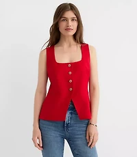 Petite Linen Blend Cutaway Pocket Vest