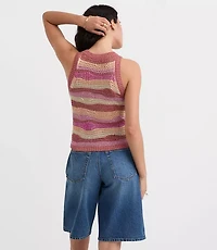 Petite Shimmer Wave Halter Sweater