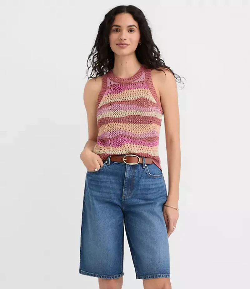 Petite Shimmer Wave Halter Sweater