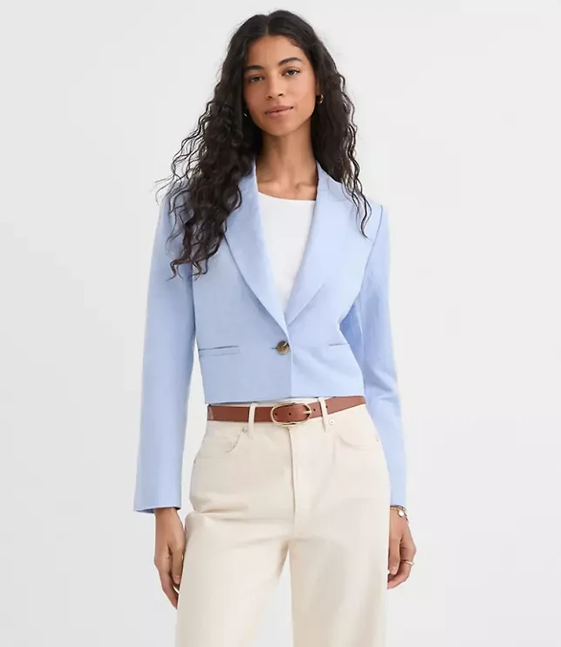 Linen Blend Cropped Blazer