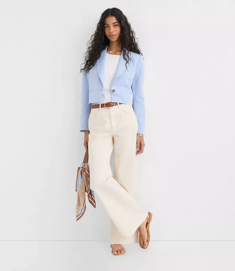 Linen Blend Cropped Blazer