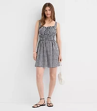 Petite Gingham Smocked Mini Pocket Dress