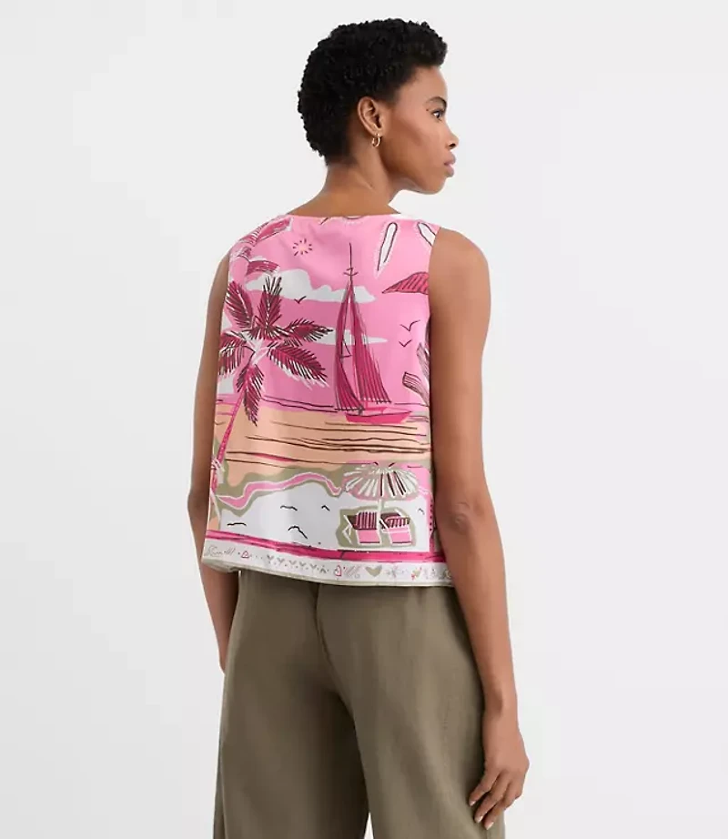 Petite Palm Shoulder Tie Top