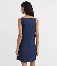 Petite Chambray Boatneck Mini Dress