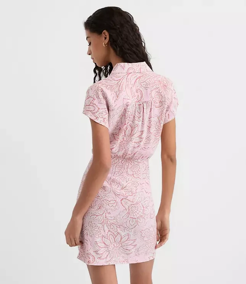 Petite Floral Wrap Mini Shirtdress