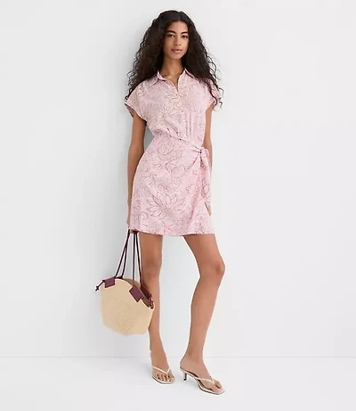 Petite Floral Wrap Mini Shirtdress