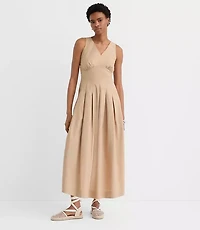Petite Pleated Poplin Midi Pocket Dress