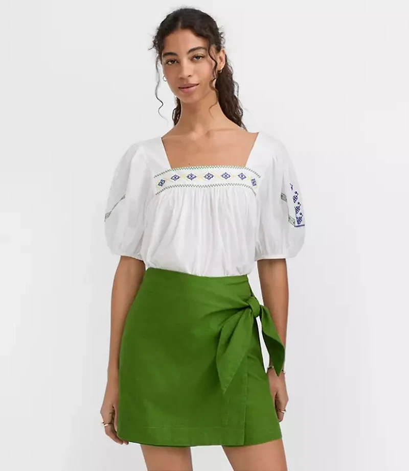 Petite Square Neck Puff Sleeve Top