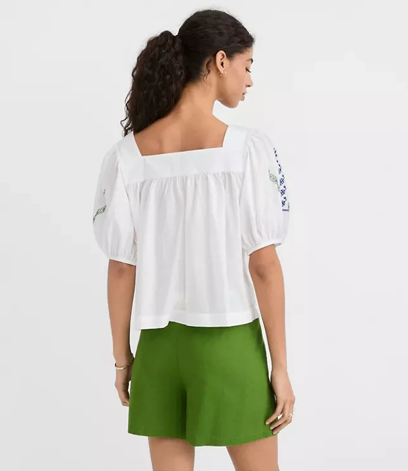 Petite Square Neck Puff Sleeve Top