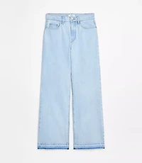 Rivete Curvy Unpicked High Rise Wide Leg Jeans Wave Wash