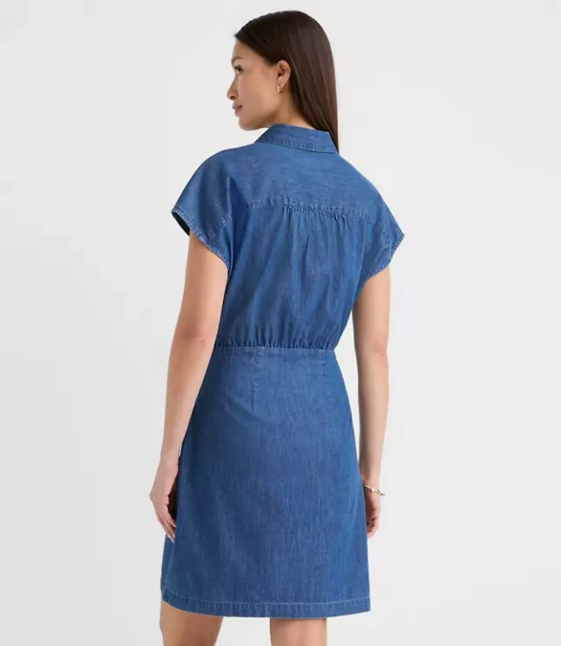 Petite Chambray Wrap Mini Shirtdress