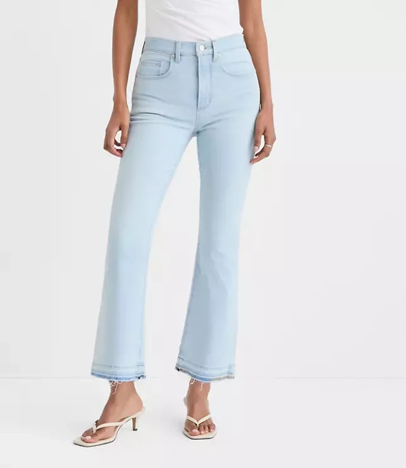 Rivete Tall Unpicked High Rise Wide Leg Crop Jeans Wave Wash