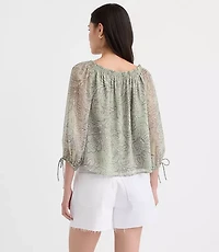 Petite Floral Tie Cuff Off The Shoulder Blouse