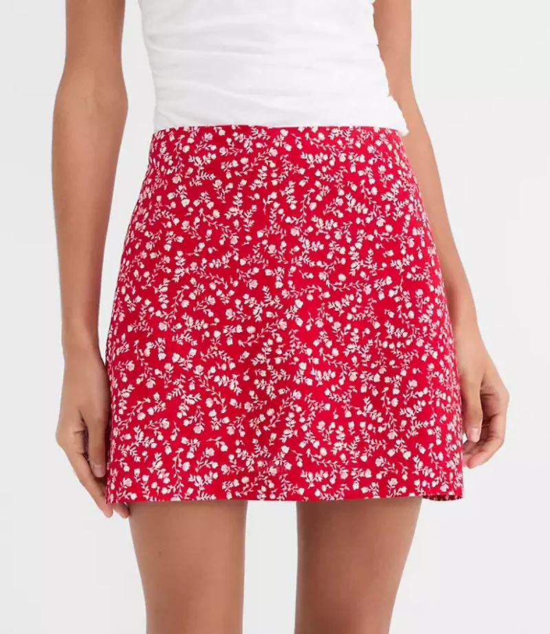 Petite Floral Linen Cotton Modern Mini Skort
