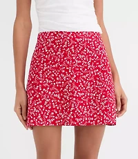 Petite Floral Linen Cotton Modern Mini Skort