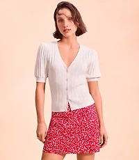 Petite Floral Linen Cotton Modern Mini Skort