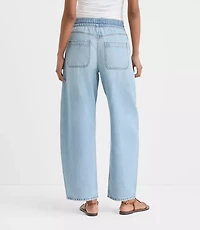 Rivete Tall Utility High Rise Barrel Jeans Light Wash Indigo