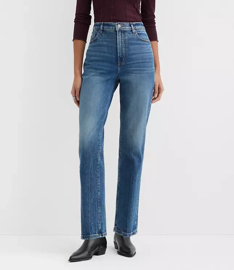Rivete Short High Rise Straight Jeans Echo Wash