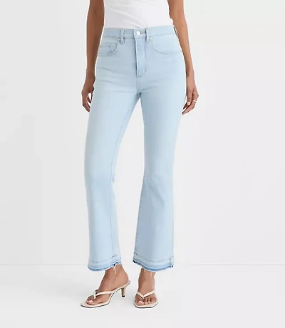 Rivete Curvy Unpicked High Rise Wide Leg Crop Jeans Wave Wash