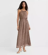 Petite Floral Tucked Maxi Halter Dress