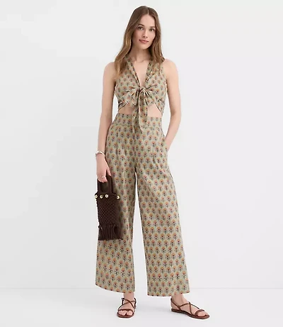 LOFT Beach Garden Linen Cotton Wide Leg Pants