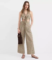 LOFT Beach Garden Linen Cotton Wide Leg Pants
