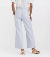 Belted Palmer Wide Leg Crop Pants Striped Twill