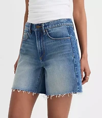 Rivete Curvy Fresh Cut Seamed Boyfriend Shorts Dark Wash
